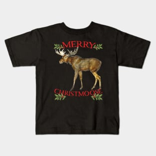 "Merry Christmoose" for Christmas Moose Lovers Kids T-Shirt